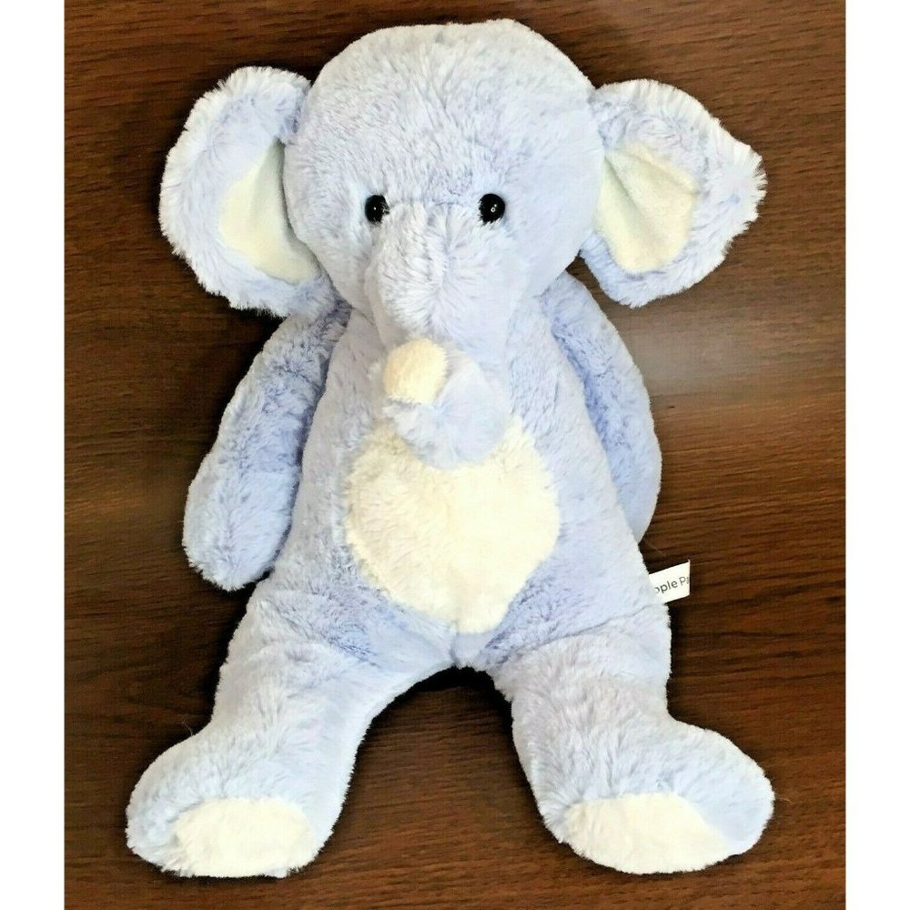 People Pals Blue/White Elephant Plush Lovey 15" Super Soft Stuffed Animal Toy